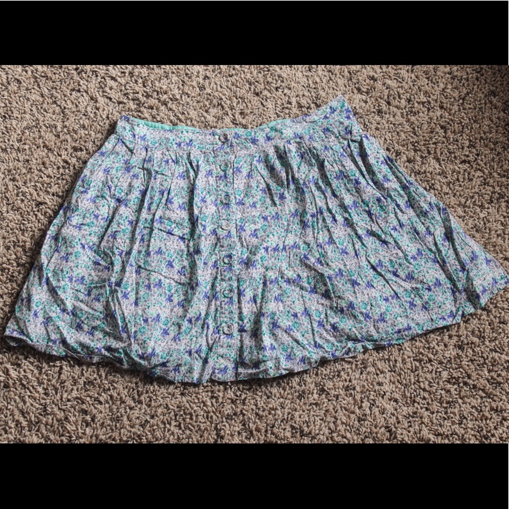 🌸Free People🌸Buttoned Pleated Floral Mini Skirt